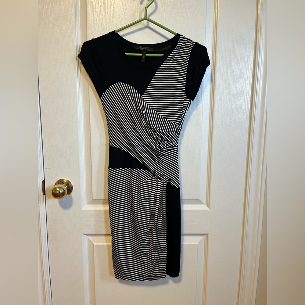 Black and White Striped BCBG Party Dress